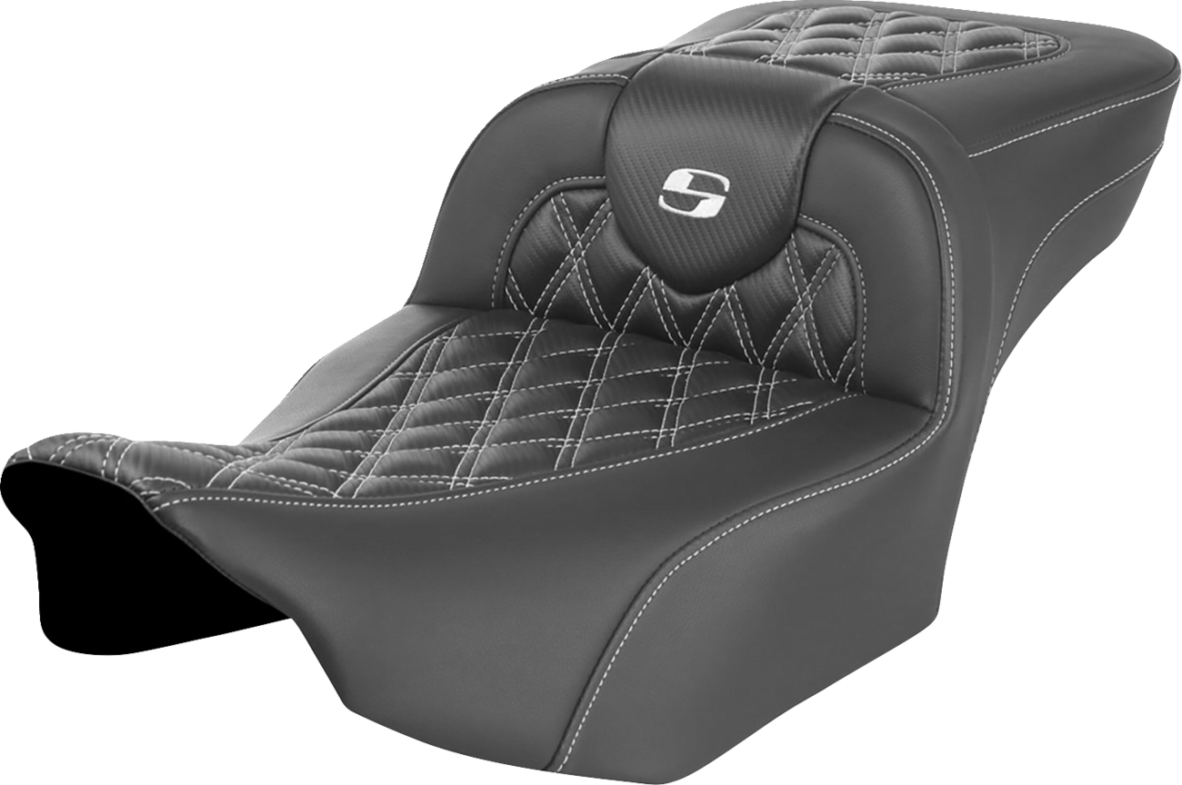 SADDLEMEN Roadsofa™ Extended Reach Seat for FLTR/FLHX '23-'24 with Lattice Stitch and Stitch, Part Number 823-07-20701