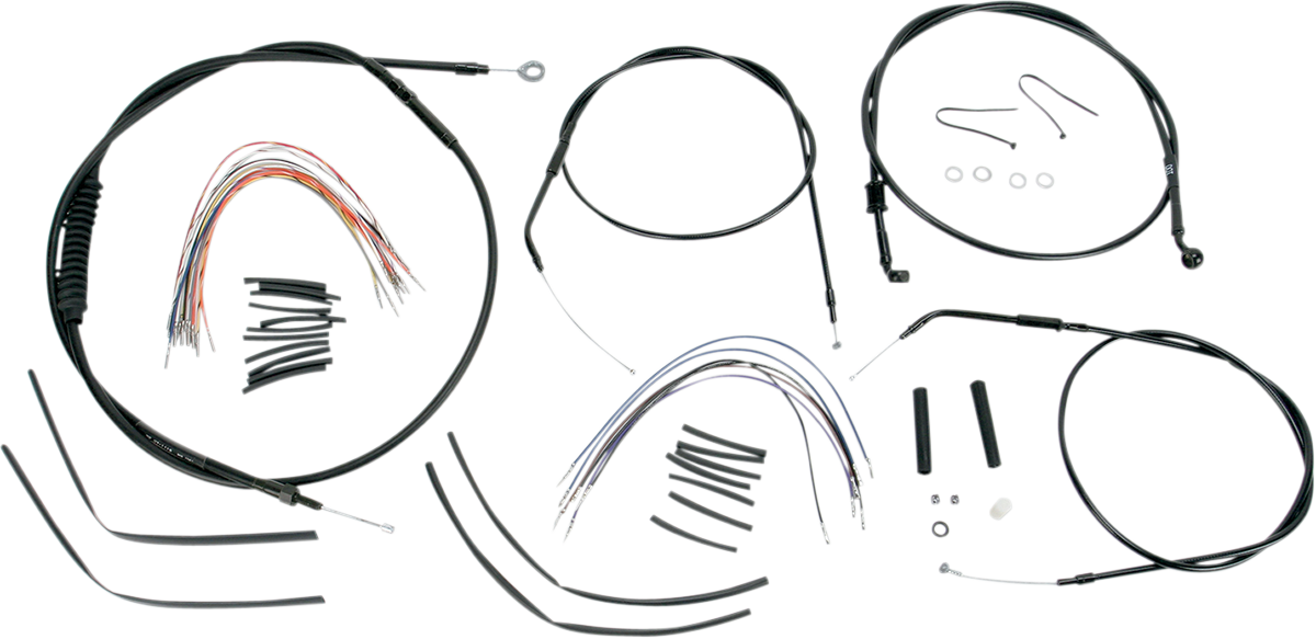 BURLY BRAND Complete Black Vinyl Handlebar Cable/Line Kit for Ape Hangers - 16" - '04-'06 Sportster B30-1003