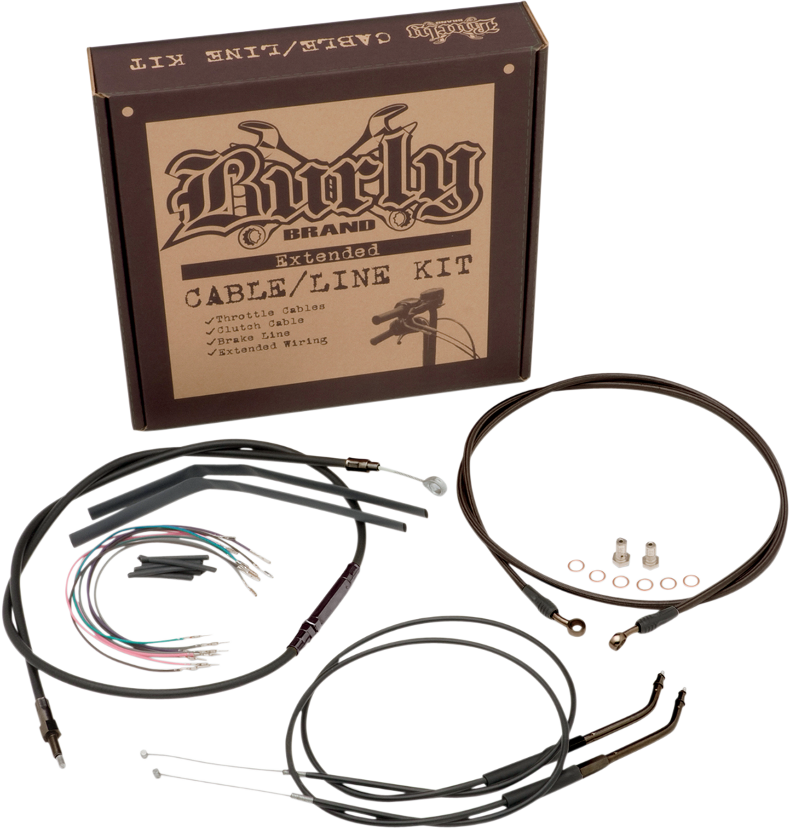 BURLY BRAND Complete Black Vinyl Handlebar Cable/Line Kit for Ape Hangers - 18" - '00-'06 FXST B30-1019