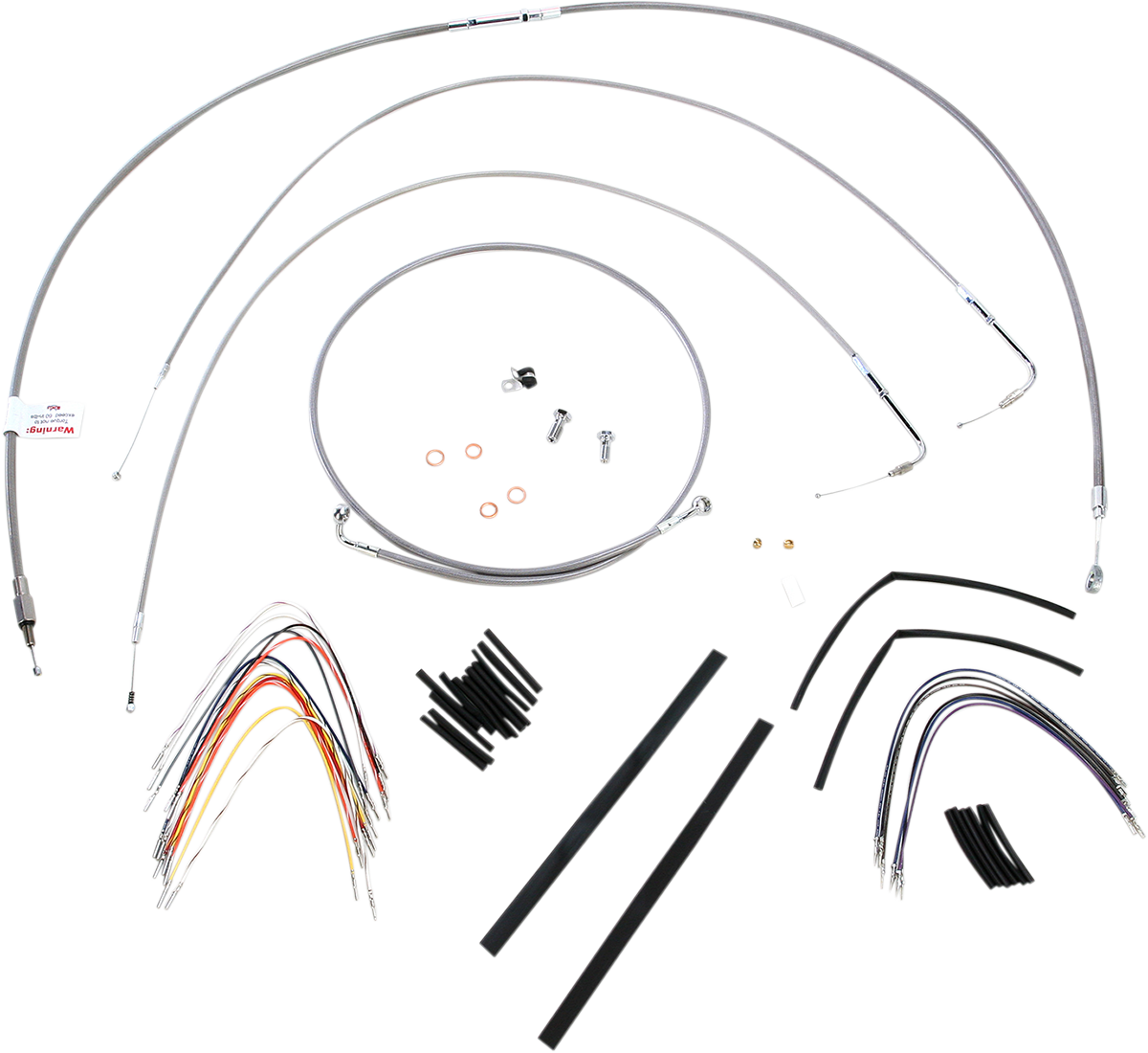 BURLY BRAND Complete Stainless Braided Handlebar Cable/Brake Line Kit - 14" Ape Hangers - '00-'06 FXST B30-1051