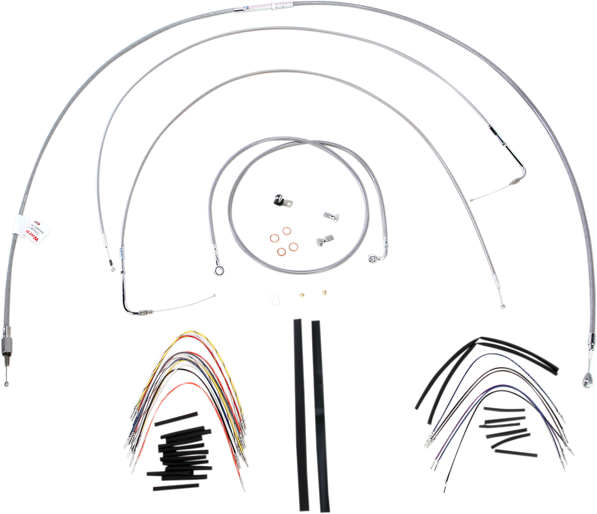 BURLY BRAND Complete Stainless Braided Handlebar Cable/Brake Line Kit - 18" Ape Hangers - '00-'06 FLST B30-1057