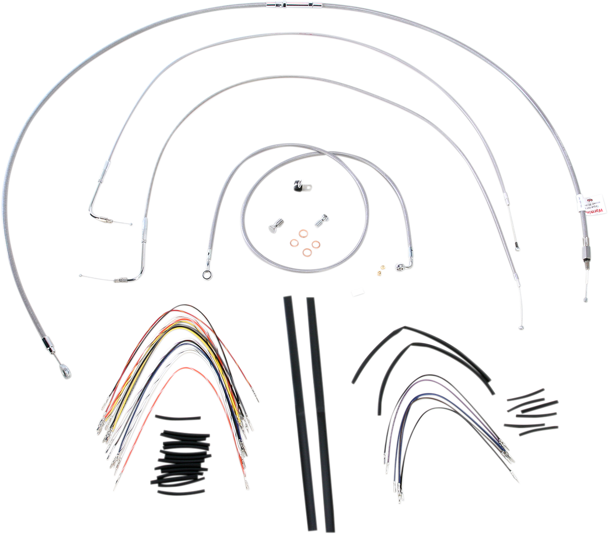 BURLY BRAND Complete Stainless Braided Handlebar Cable/Brake Line Kit - 18" Ape Hangers - '07-'10 FLST B30-1058