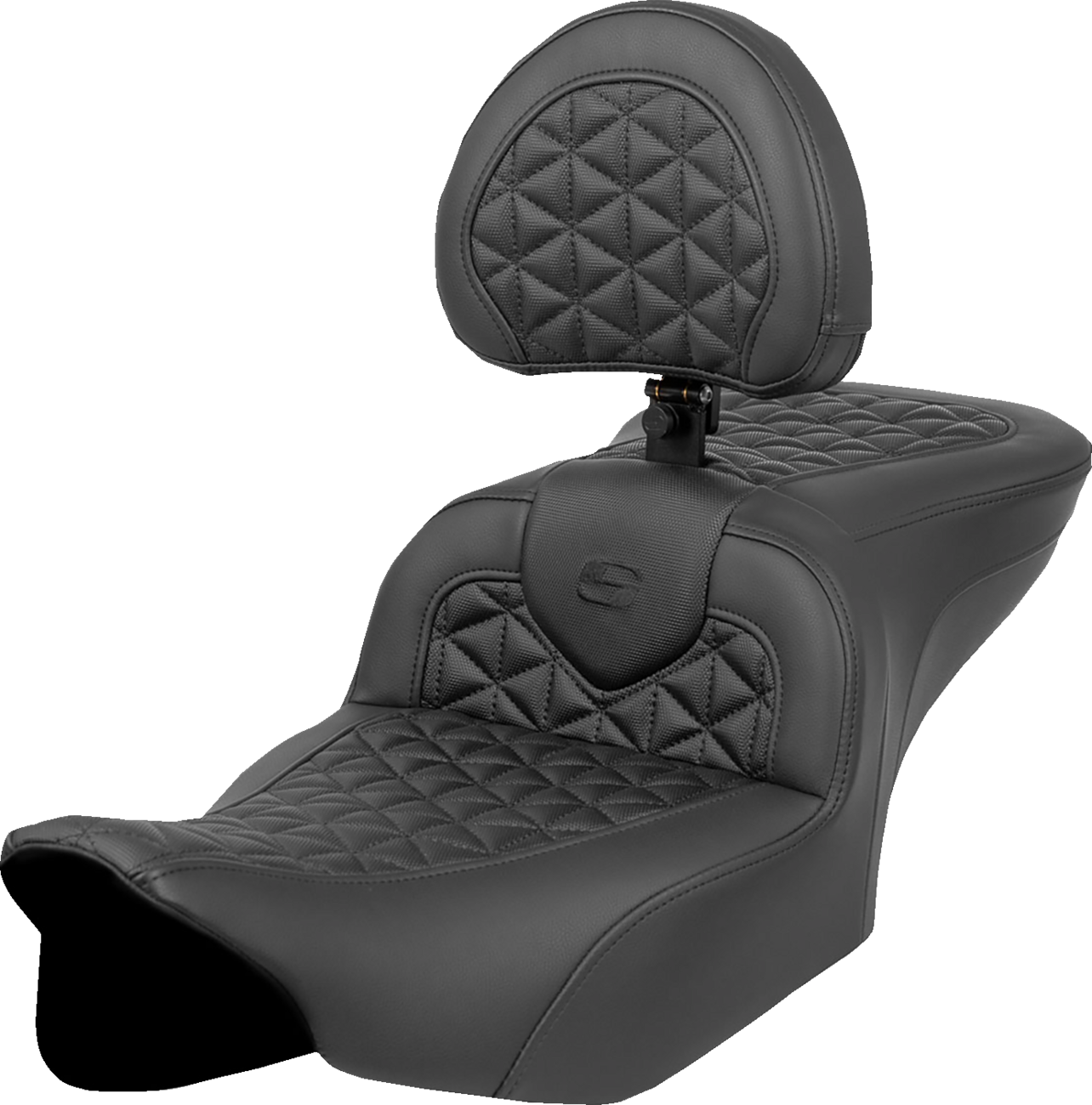 SADDLEMEN RoadSofa™ Tri Gripper Seat with Backrest for FLH/FLT 2023-2024 – Standard Reach, Part 823-07-210B0