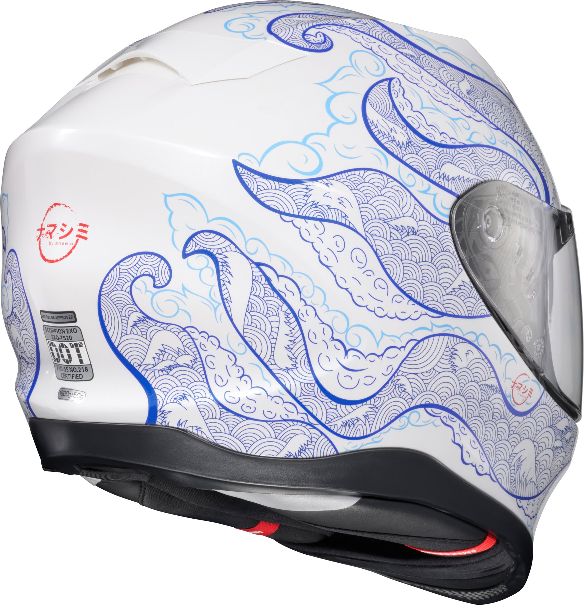 Scorpion EXO T520 Helmet Nama Shimi White/Blue Large * DOT and ECE Certified Motorcycle Helmet with Advanced Safety Features