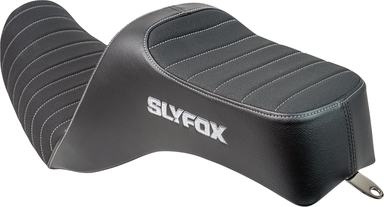 SLYFOX High Noon Seat - Vinyl with Classic Stitch and Gray Logo for Dyna '12-'16 (Part #4694B-slyfox)