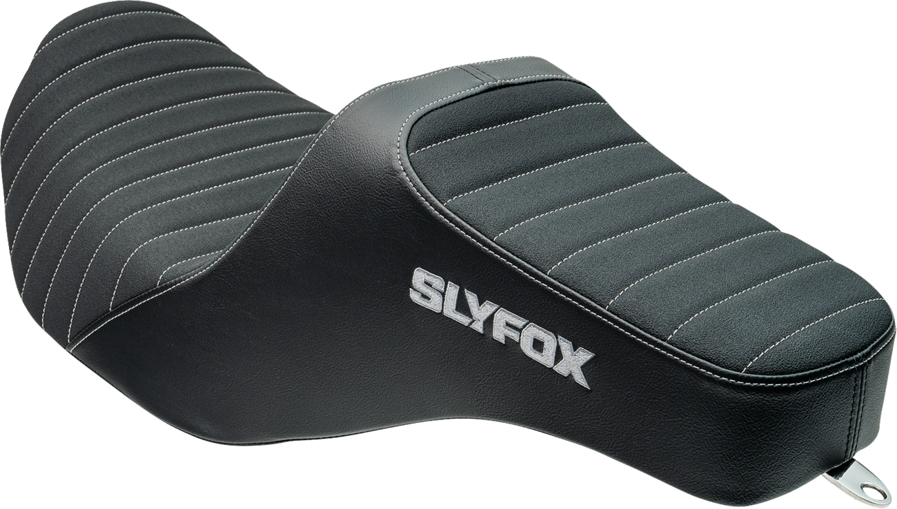 SLYFOX High Noon Seat - Vinyl with Classic Stitch and Gray Logo for FLH/FLT 2023-2024 – Part Number 4704B-SlyFox