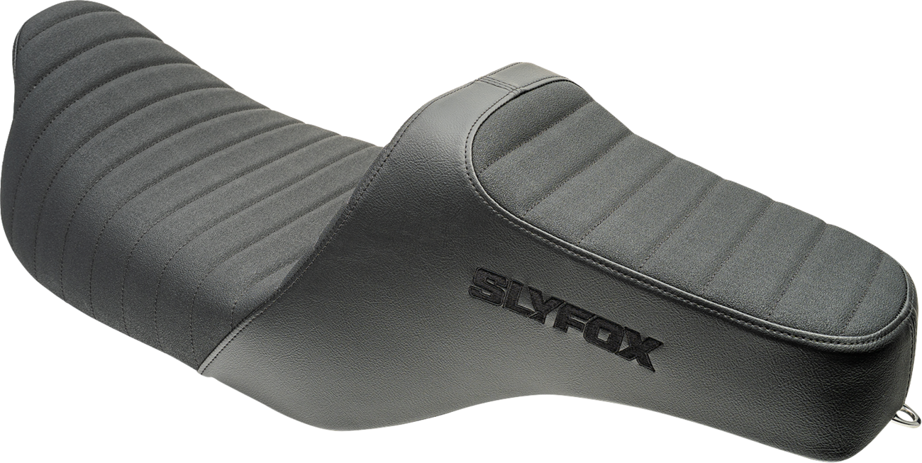 SLYFOX Highnoon Seat for FLH/FLT '08-'24 by SLYFOX - Vinyl with Classic Stitch and Black Logo, Part #4710A-SlyFox