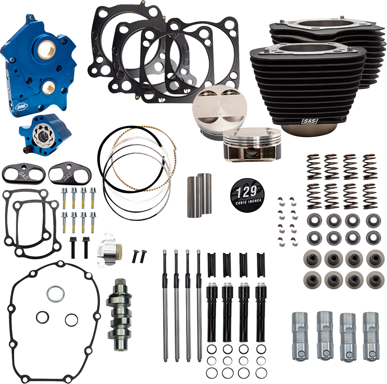 S&S CYCLE 129" Power Pack - 550 Chain Drive - Oil Cooled - Wrinkle Black w/o Highlight Fins - 107" M8 310-1226C