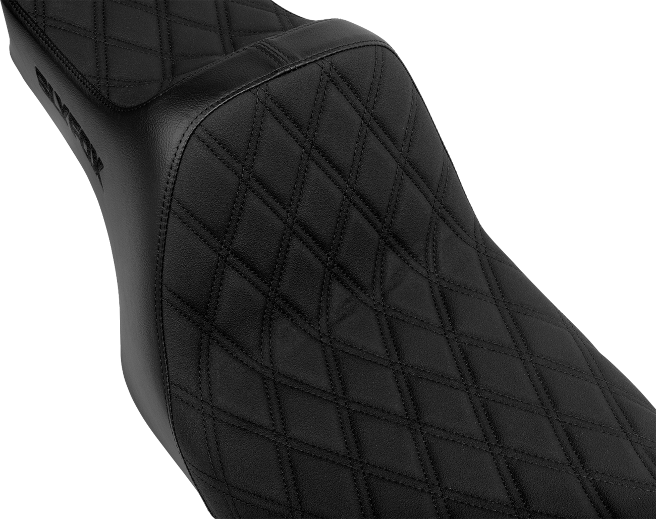 SLYFOX High Noon Seat - Double Diamond Black Logo with Black Stitch for FLH/FLT '97-'07 | Part Number 4702C-SlyFox