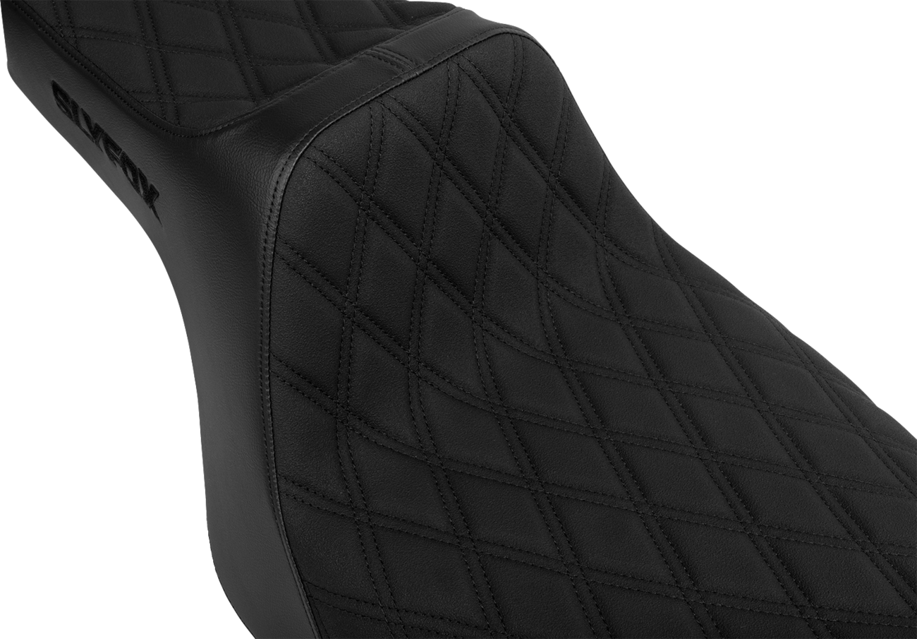 SLYFOX High Noon Seat - Double Diamond Black Logo with Black Stitch for FLH/FLT 2023-2025 | Part 4704C-SlyFox