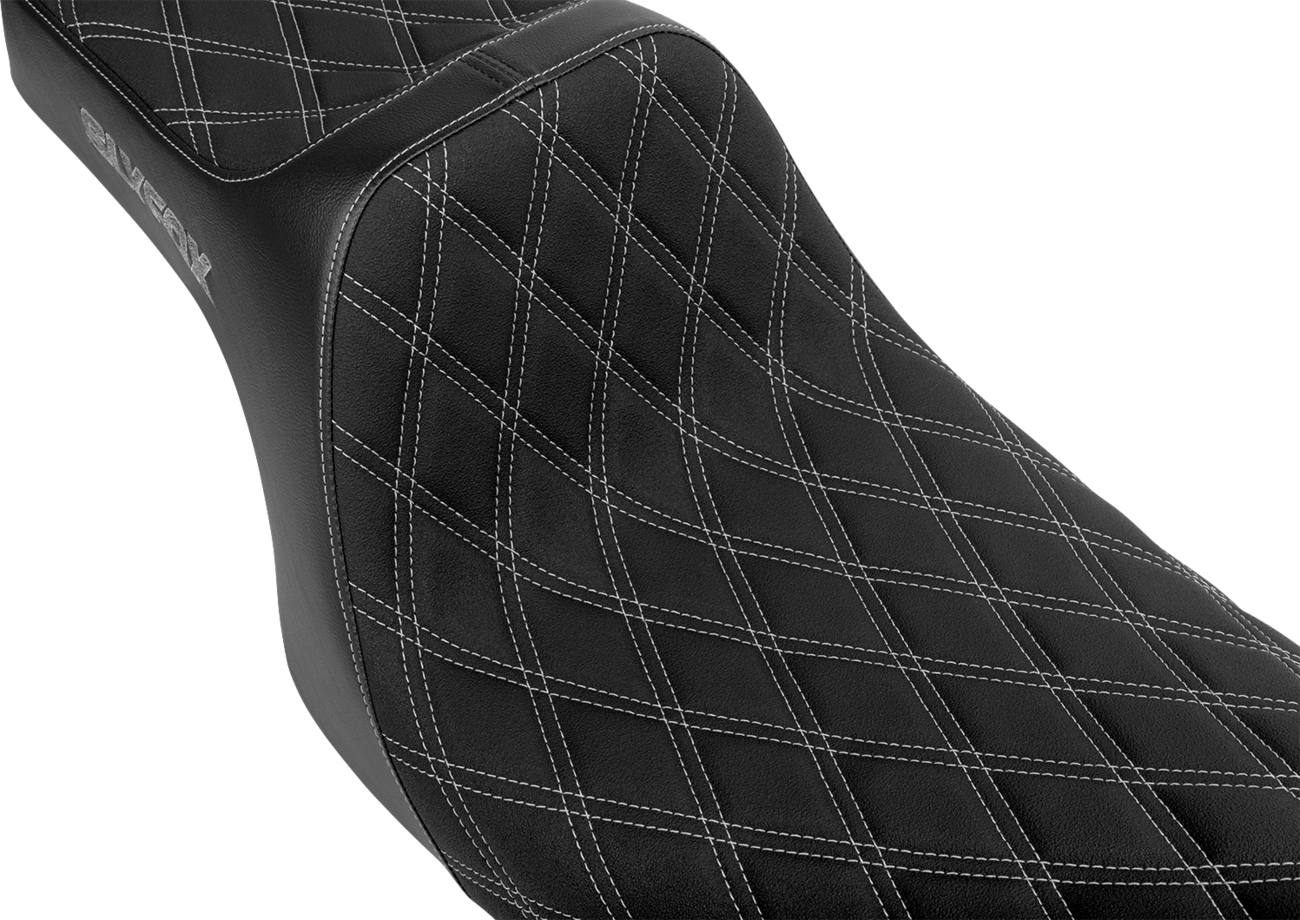 SLYFOX High Noon Seat - Double Diamond Silver Logo with Silver Stitch for FLH/FLT 2008-2025 - Part 4710D-SlyFox