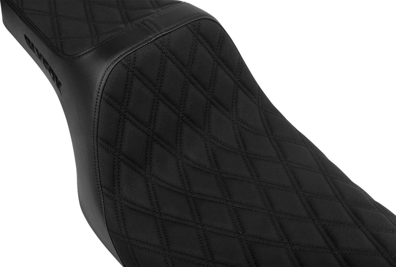 SLYFOX High Noon Seat - Double Diamond Black Logo with Black Stitch for FLH/FLT 2008-2025, Part 4710C-SlyFox