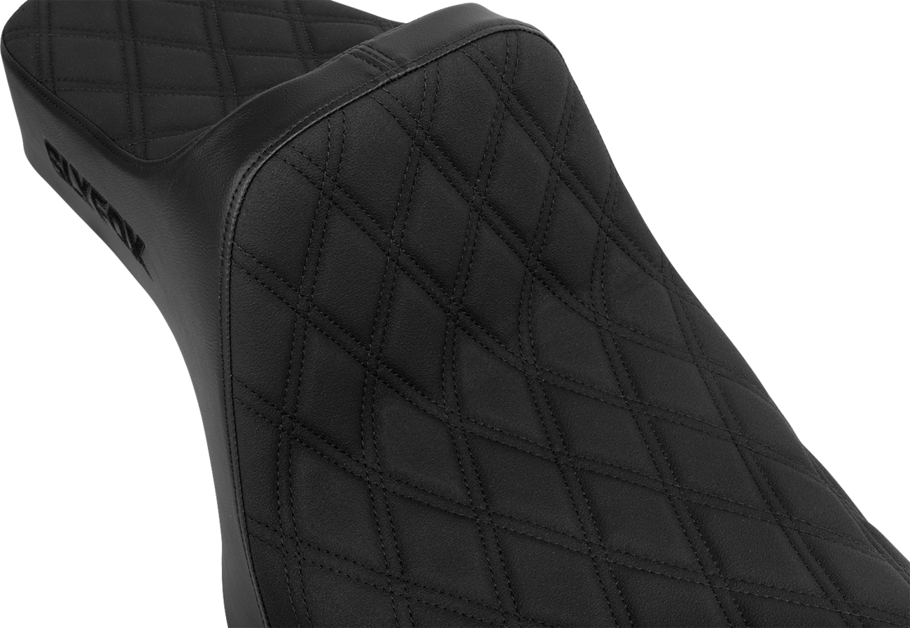 SLYFOX High Noon Seat Double Diamond Black Logo with Black Stitch for XL Models 2004-2022 - Part Number 4709C-SlyFox