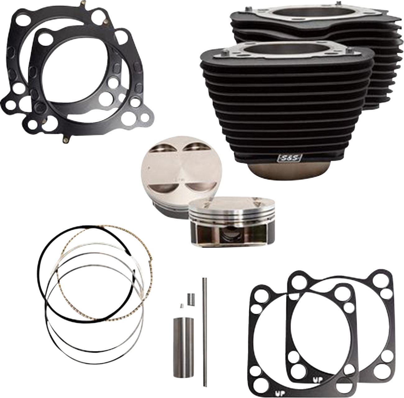 S&S CYCLE 131" Stroker Cylinder Kit - M8, Wrinkle Black, Part 910-0763A
