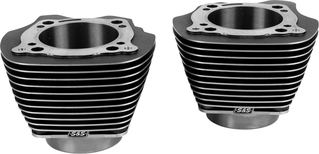 S&S Cycle Cylinder Set - 4.320 Inch Bore - Unhoned - Black Granite Finish with Highlighted Fins for M8 Engines (Part #910-1007A)