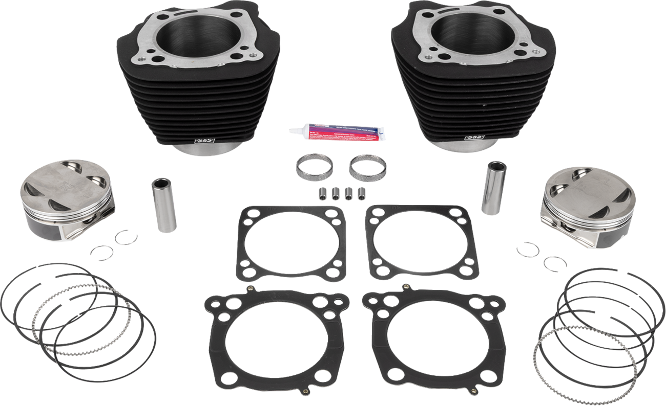 S&S CYCLE 136" Cylinder Kit with 4.625" Stroke - Wrinkle Black Finish - Part #910-0849A