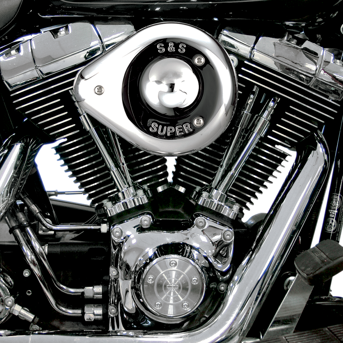 S&S Cycle Teardrop Air Cleaner Kit Chrome 17-0403 for OEM and Performance Intake Systems