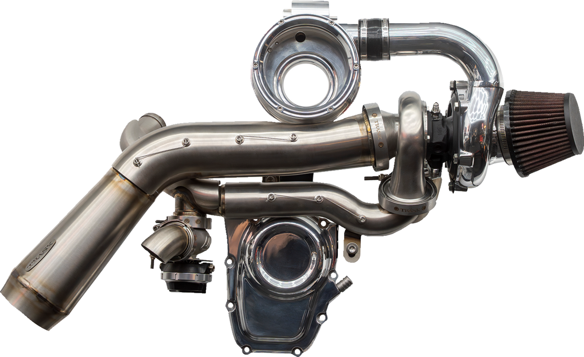 Trask Tornado Turbo Kit Stage 2 Stainless with Polished Aluminum for Gen 1 M8 Engines TM-7610-PO