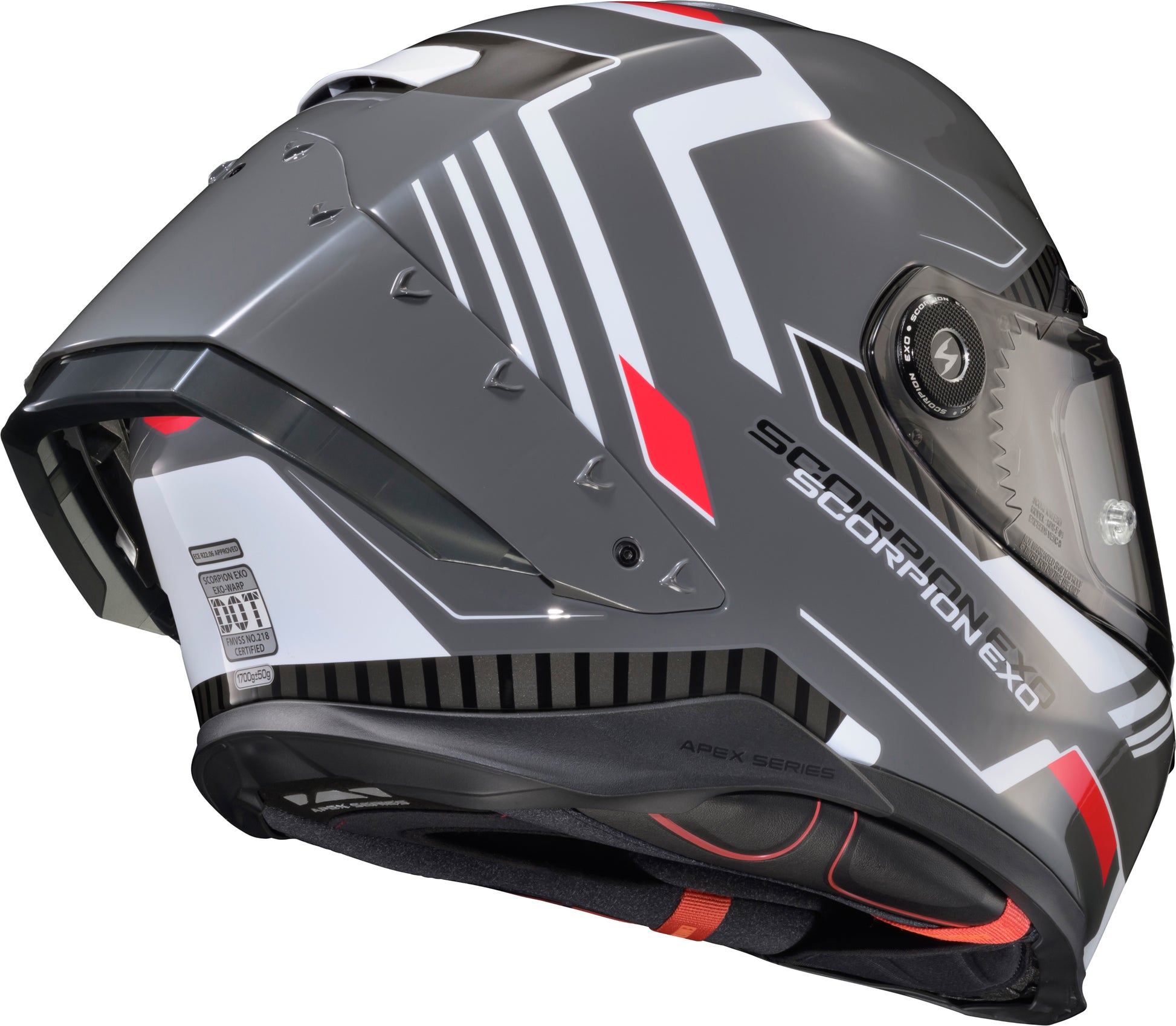 Scorpion EXO Apex Exo Warp Full Face Helmet Atarax Grey/White Medium - Model WAR-3604