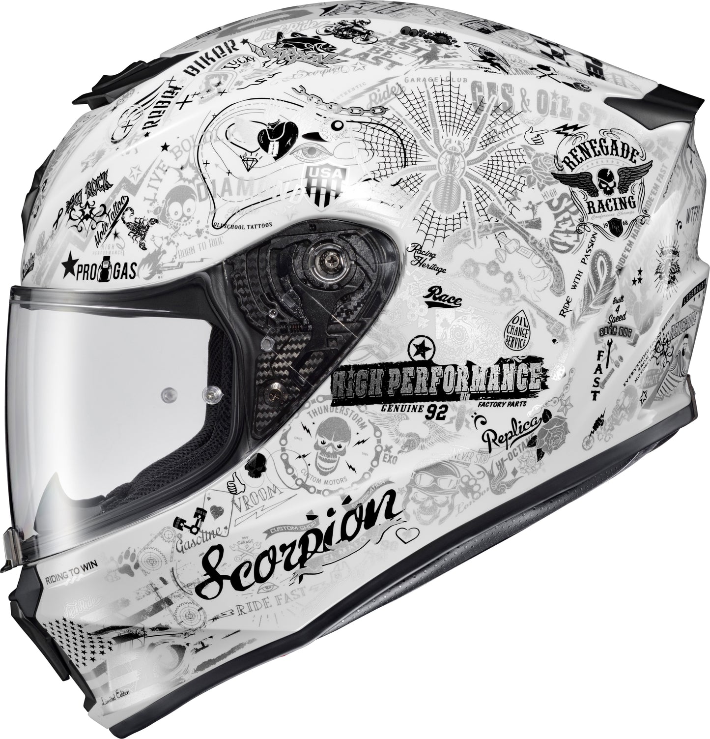 SCORPION EXO R330 Full Face Helmet Shake 2 White XL - Advanced Safety and Comfort