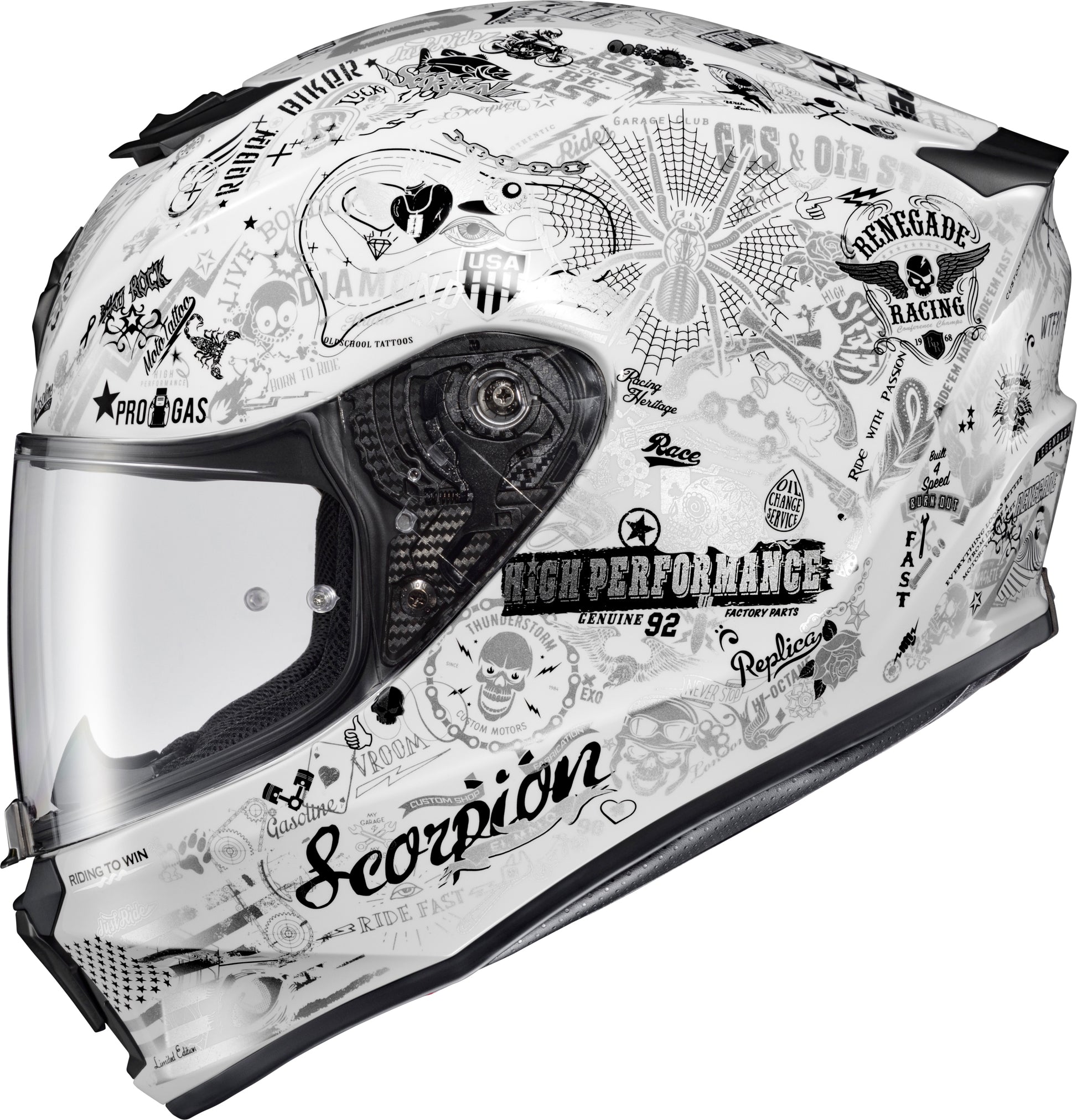 SCORPION EXO R330 Full Face Helmet Shake 2 White XL - Advanced Safety and Comfort