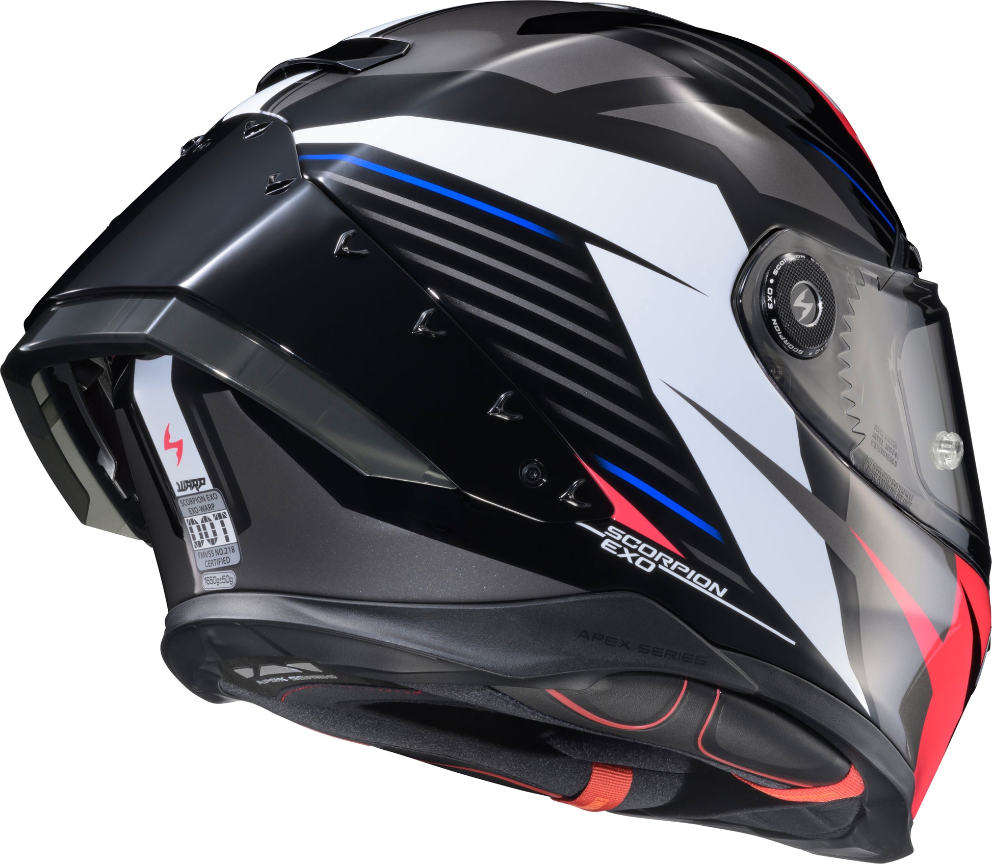 Scorpion EXO War-3005 Apex Exo Warp Full Face Helmet in Black/Red/White/Blue, Large