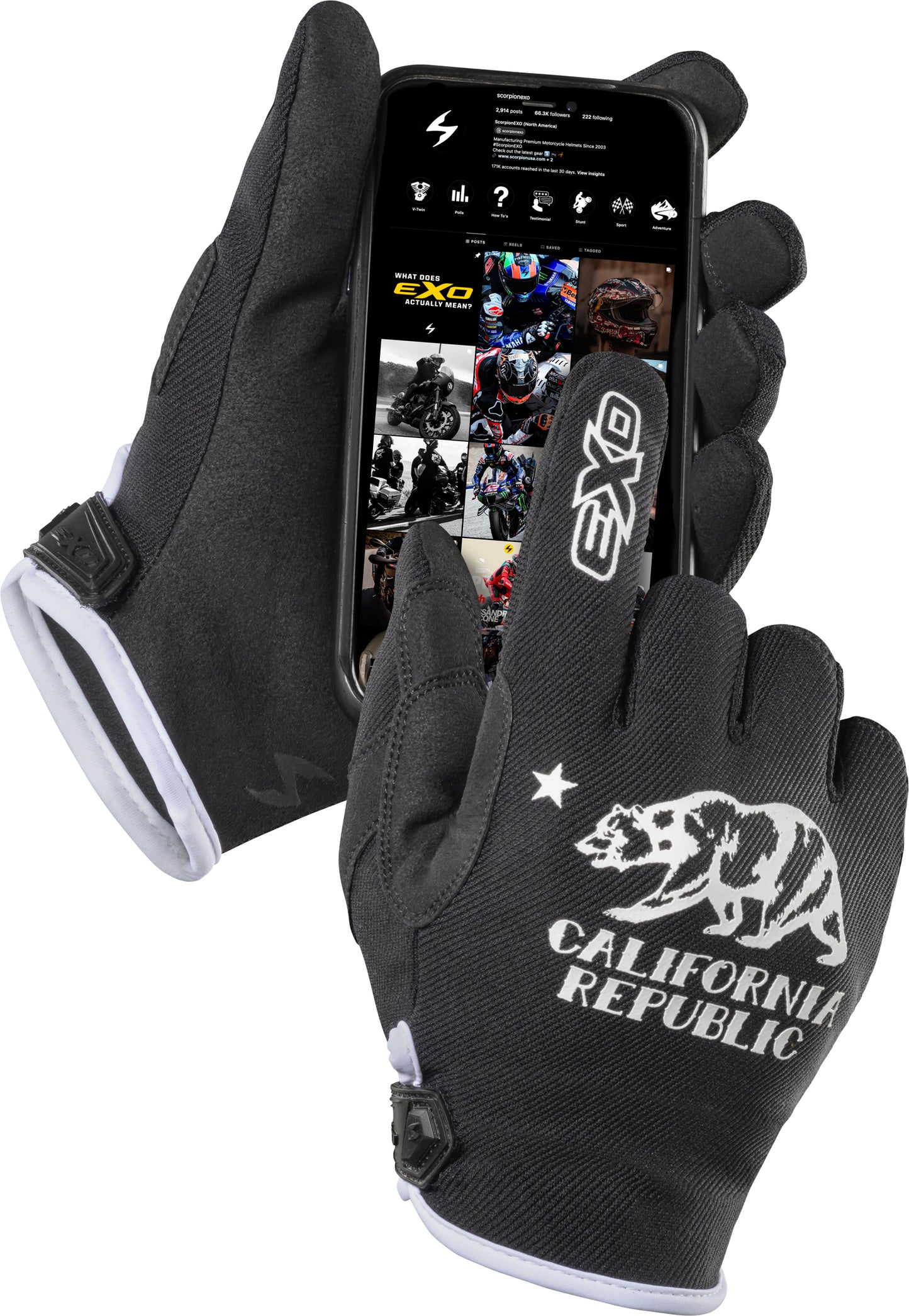 Scorpion EXO Moto-Flex Gloves G48-037 * Durable, Flexible Motorcycle and Biking Gloves in Black and White