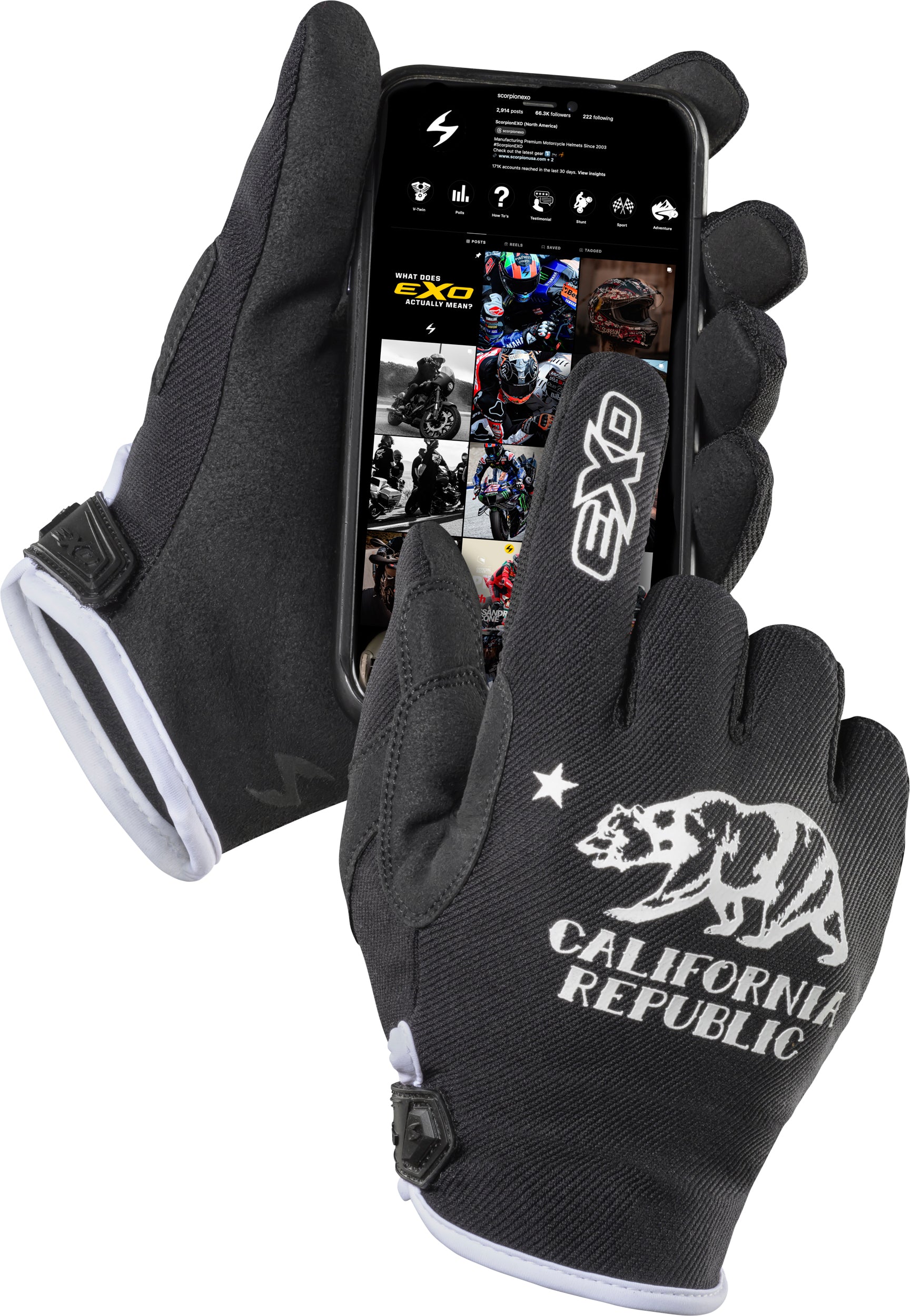 Scorpion EXO Moto-Flex Gloves G48-038 * Durable, Flexible Motorcycle and Sports Gloves in Black and White