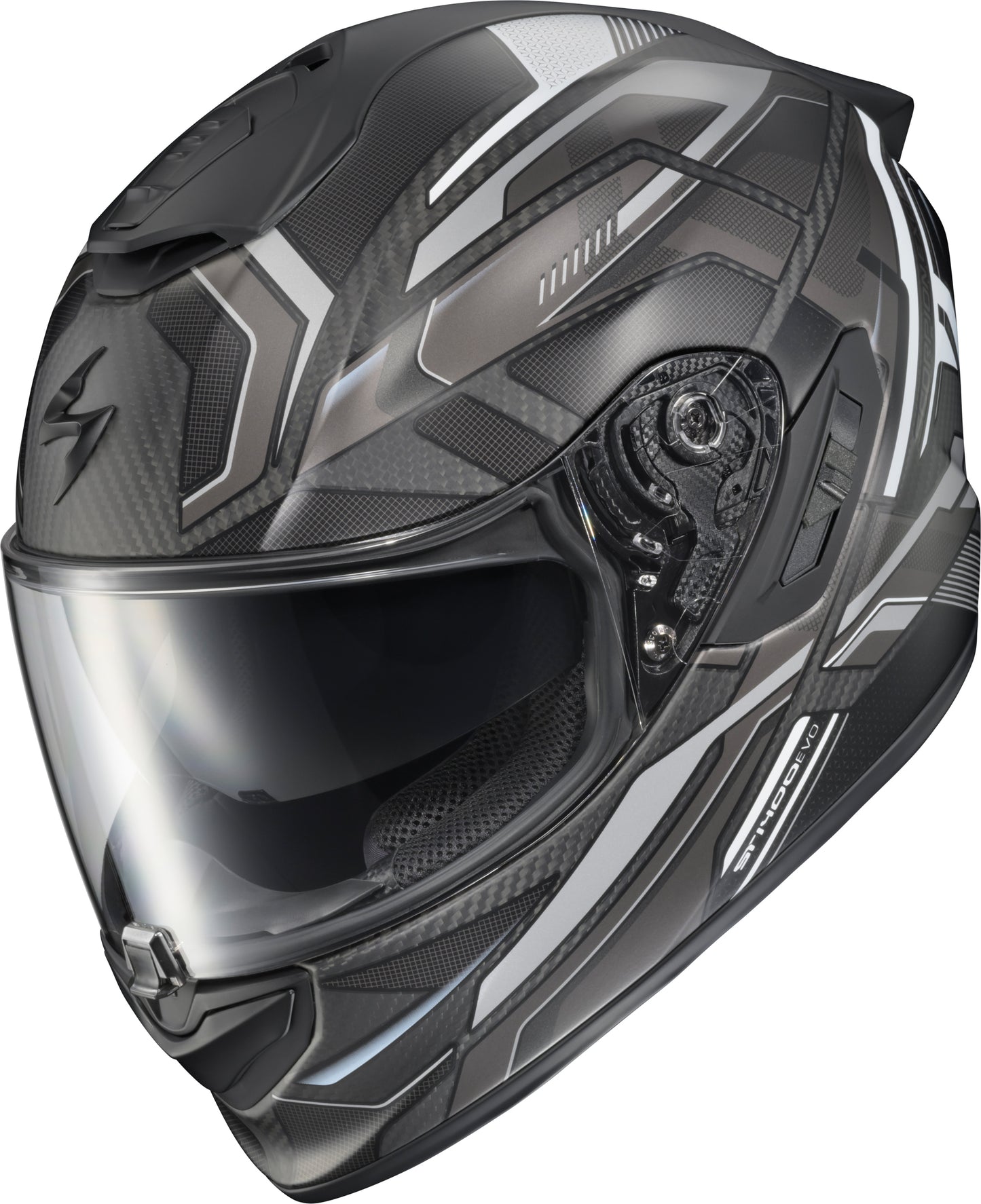 Scorpion EXO Exo St1400 EVO Carbon Helmet Hex Matte Grey - Lightweight Motorcycle Helmet with No-Fog Sun Visor and Advanced Ventilation
