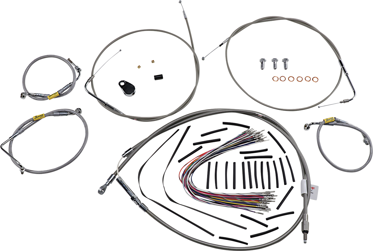 BURLY BRAND Control Kit for Early Touring Bikes with Bagger Bar Handlebars - 13" - Non-Cruise - Stainless B30-1292