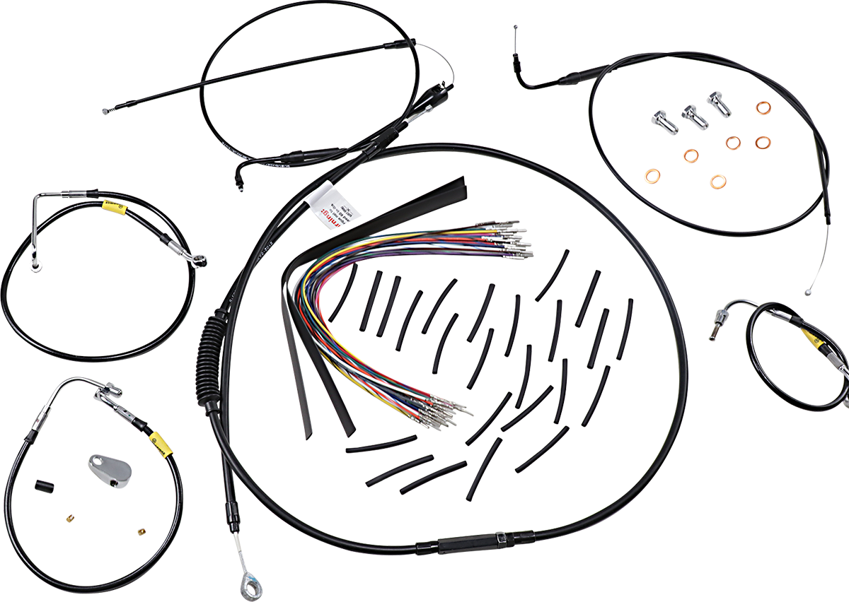 BURLY BRAND Control Kit for Early Touring Bikes with Bagger Bar Handlebars - 15" - Cruise - Black B30-1295