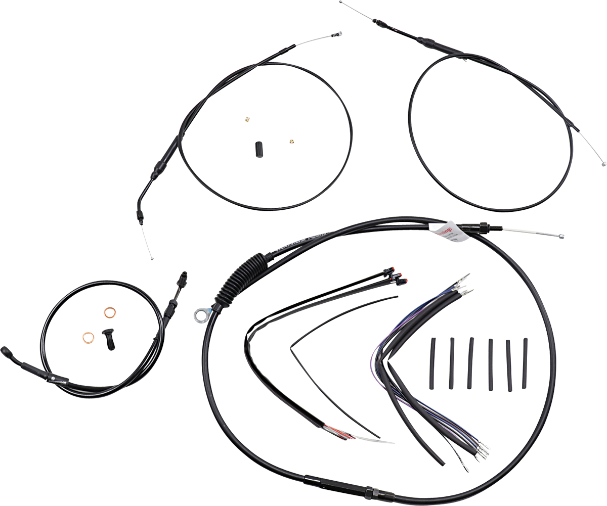 BURLY BRAND Extended Handlebar Cable and Brake Line Kit for Sportsters with ABS - 14" T-Bar Handlebars B30-1269
