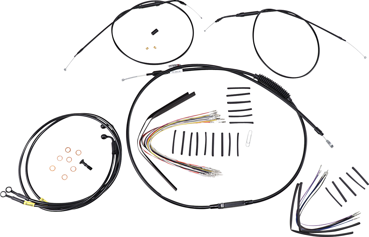 BURLY BRAND Jail Bar Cable Kit - Handlebars - Black Vinyl - '08-'11 FXDF