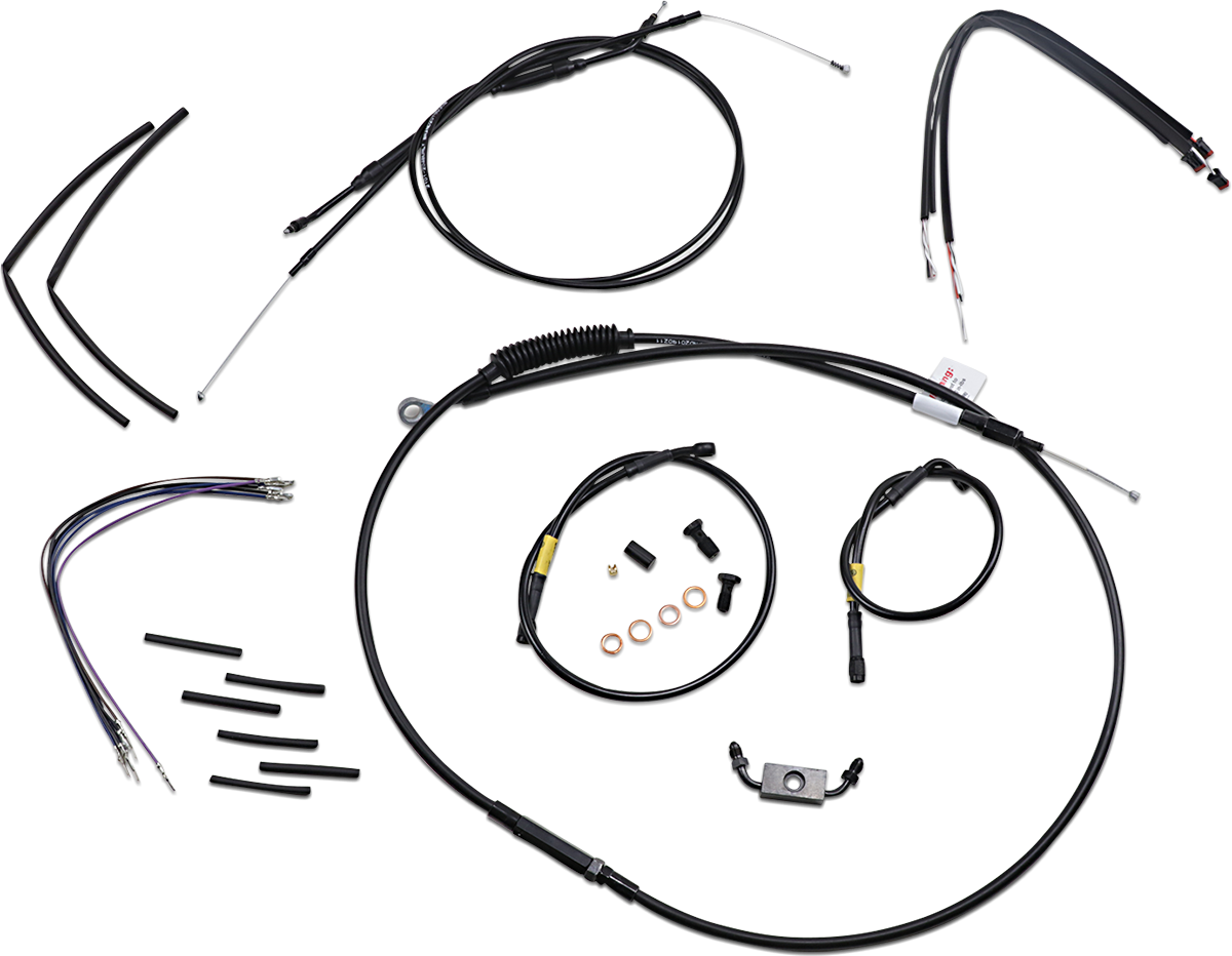 BURLY BRAND Jail Bar Cable Kit - 14" Handlebars - Black Vinyl - '12-'17 FXDB/C B30-1211