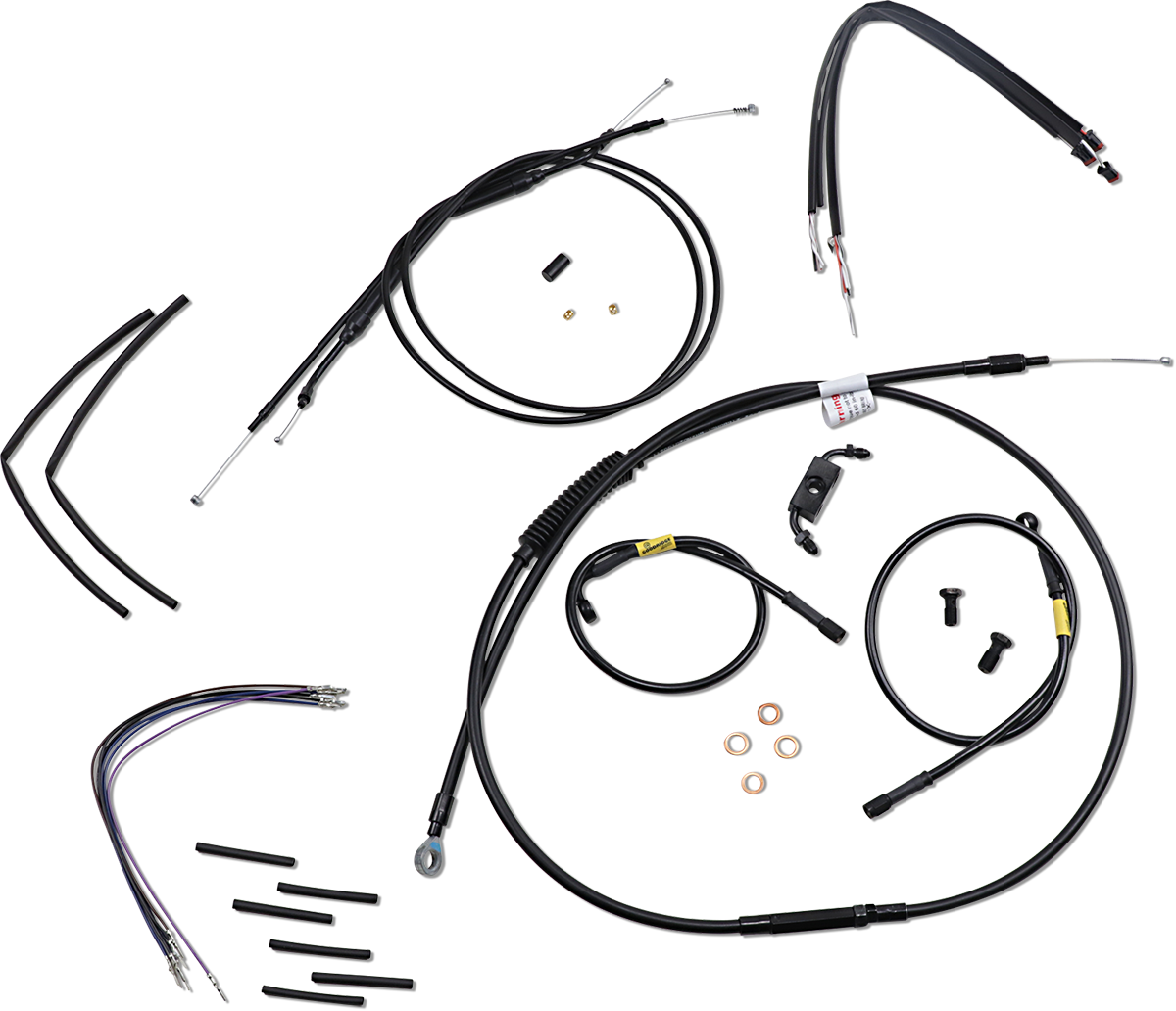 BURLY BRAND Jail Bar Cable Kit - 14" Handlebars - Black Vinyl - '12-'17 FXDWG B30-1213