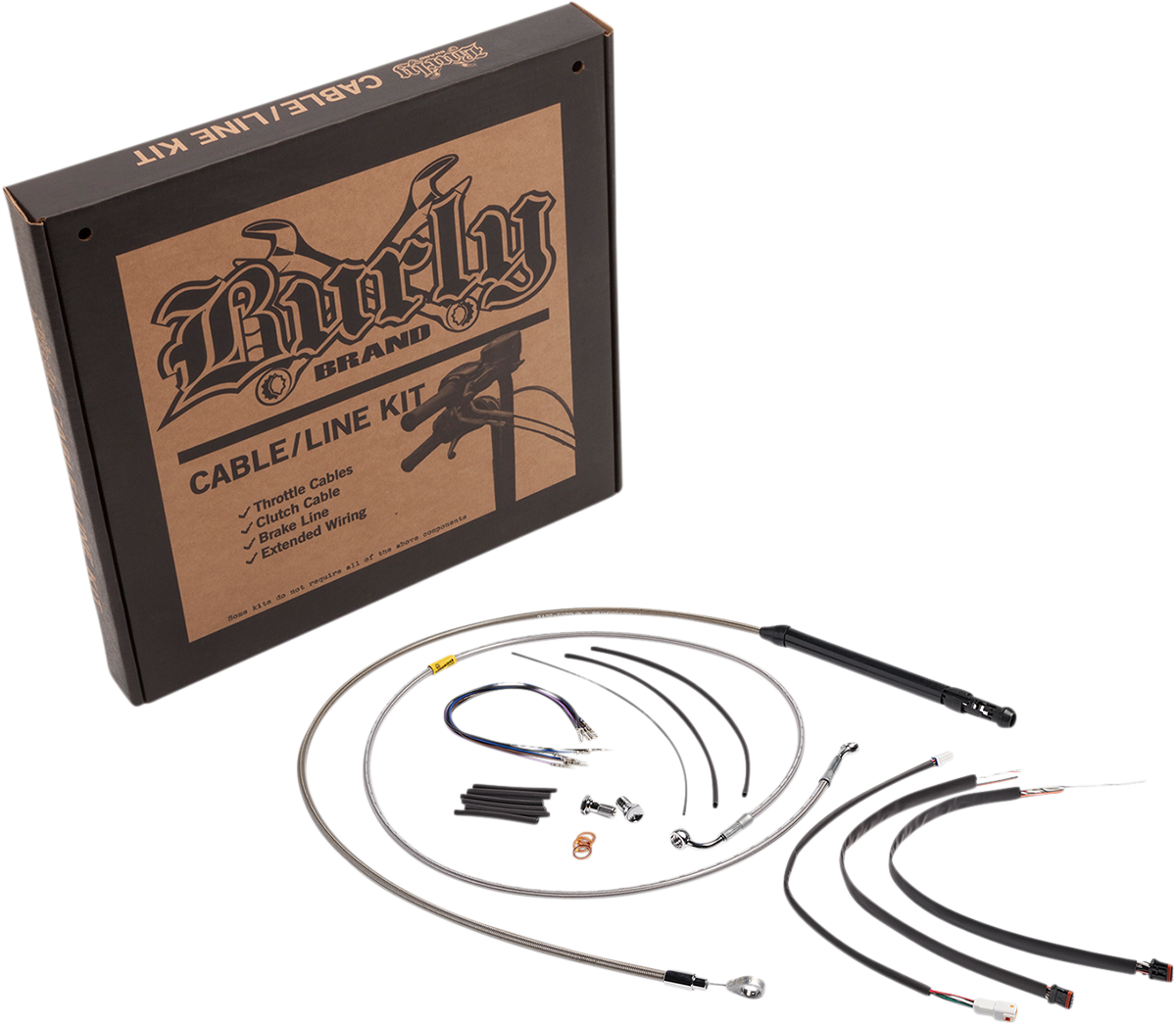 BURLY BRAND Handlebar Cable/Brake Line Kit for Burly Ape Handlebars - 18" Gorilla - Softail/Touring - Stainless B30-1245