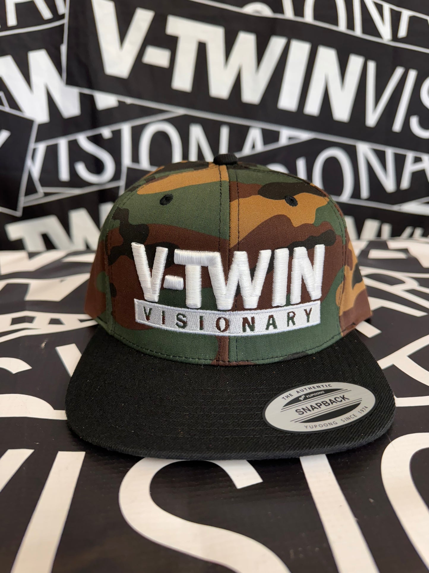 VTV Stacked Puff Stitch Logo Flat Bill Cap