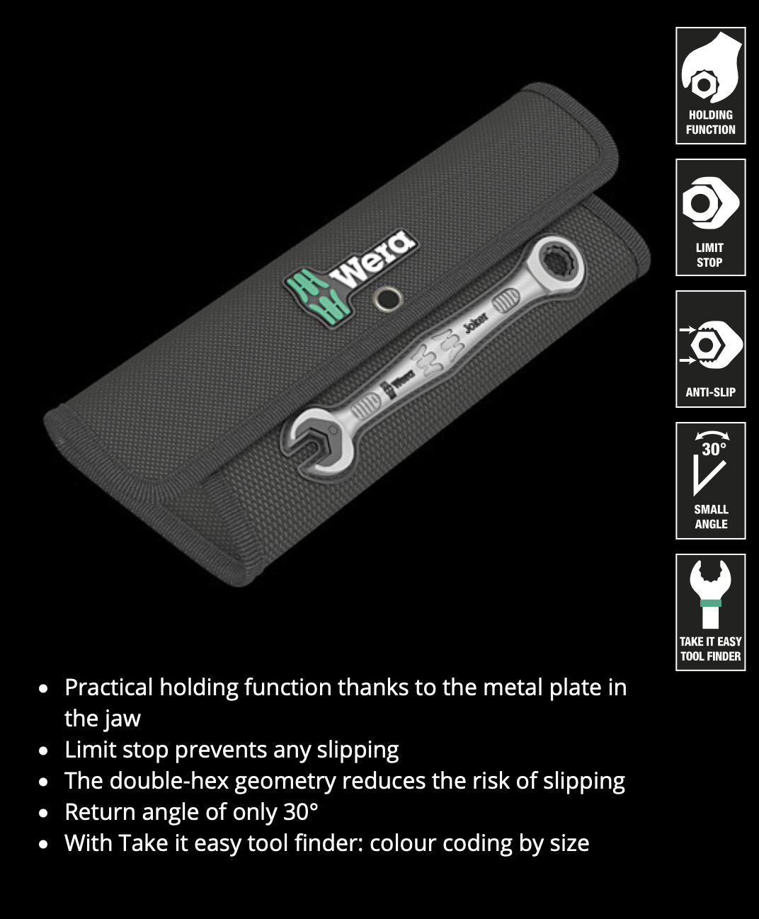 WERA 6000 Joker 8 Imperial Set 1 Ratcheting combination wrenches set, Imperial, 8 pieces