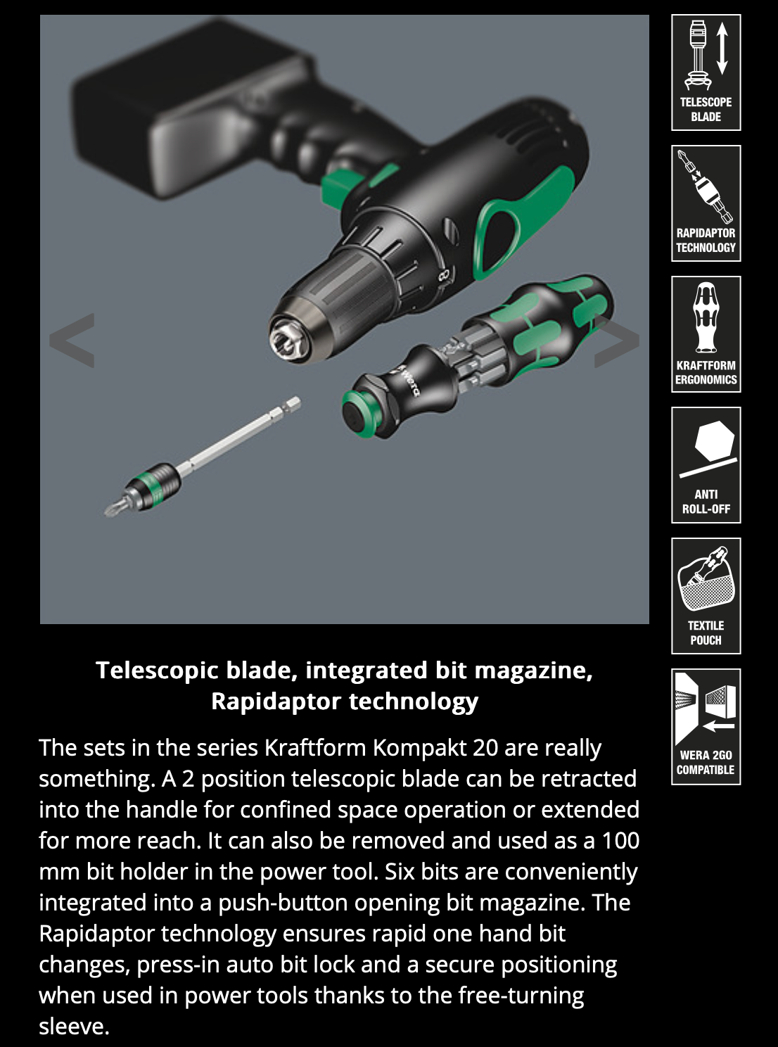 WERA Kraftform Kompakt 25 with pouch, 7 pieces