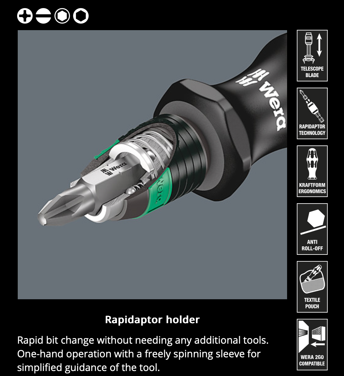 WERA Kraftform Kompakt 25 with pouch, 7 pieces