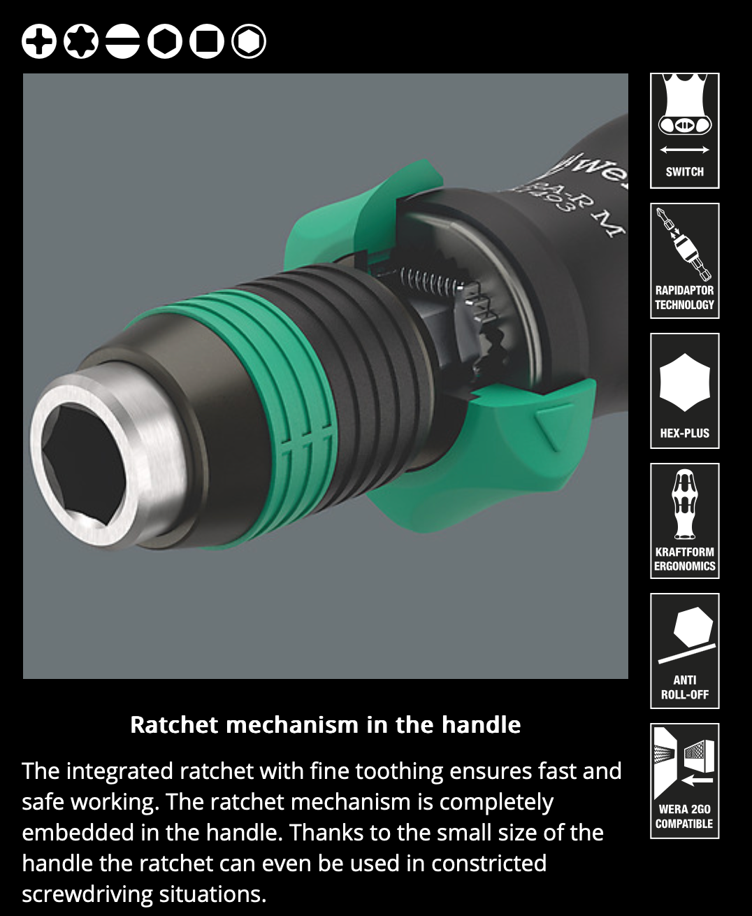 WERA Kraftform Kompakt 838 RA-R M Imperial Set 1, 15 pieces