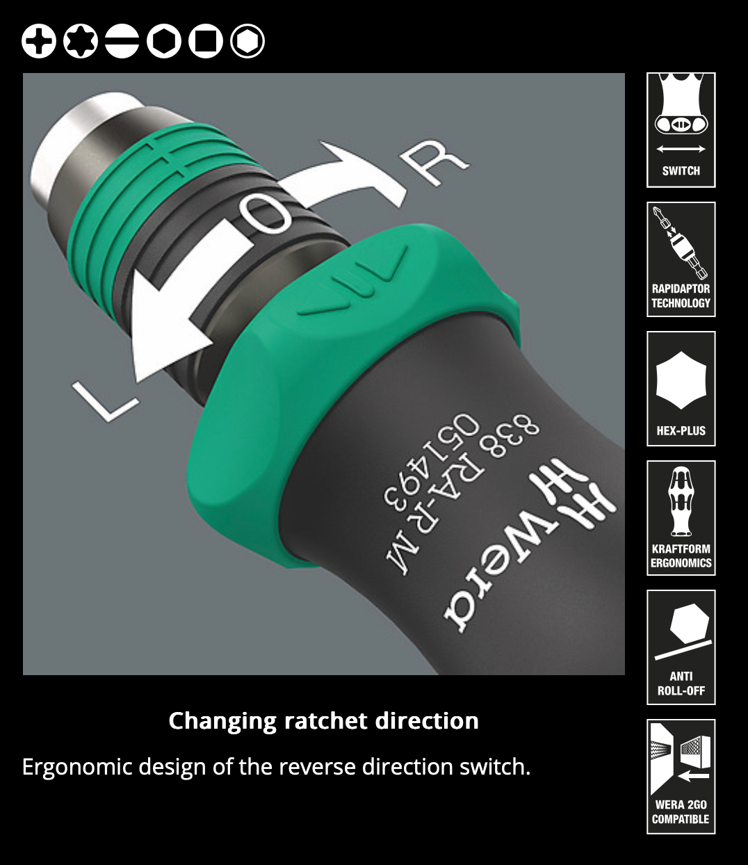 WERA Kraftform Kompakt 838 RA-R M Imperial Set 1, 15 pieces