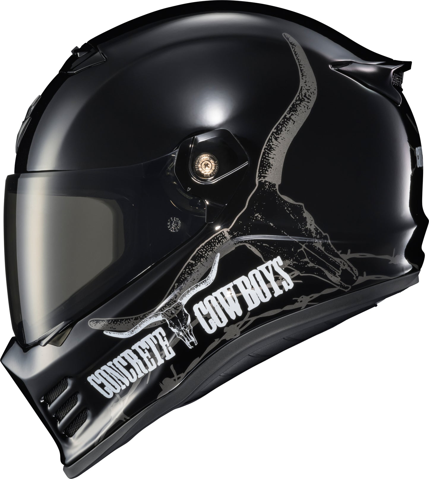 SCORPION EXO Covert FX Full Face Motorcycle Helmet Concrete Cowboys Gloss Black XL