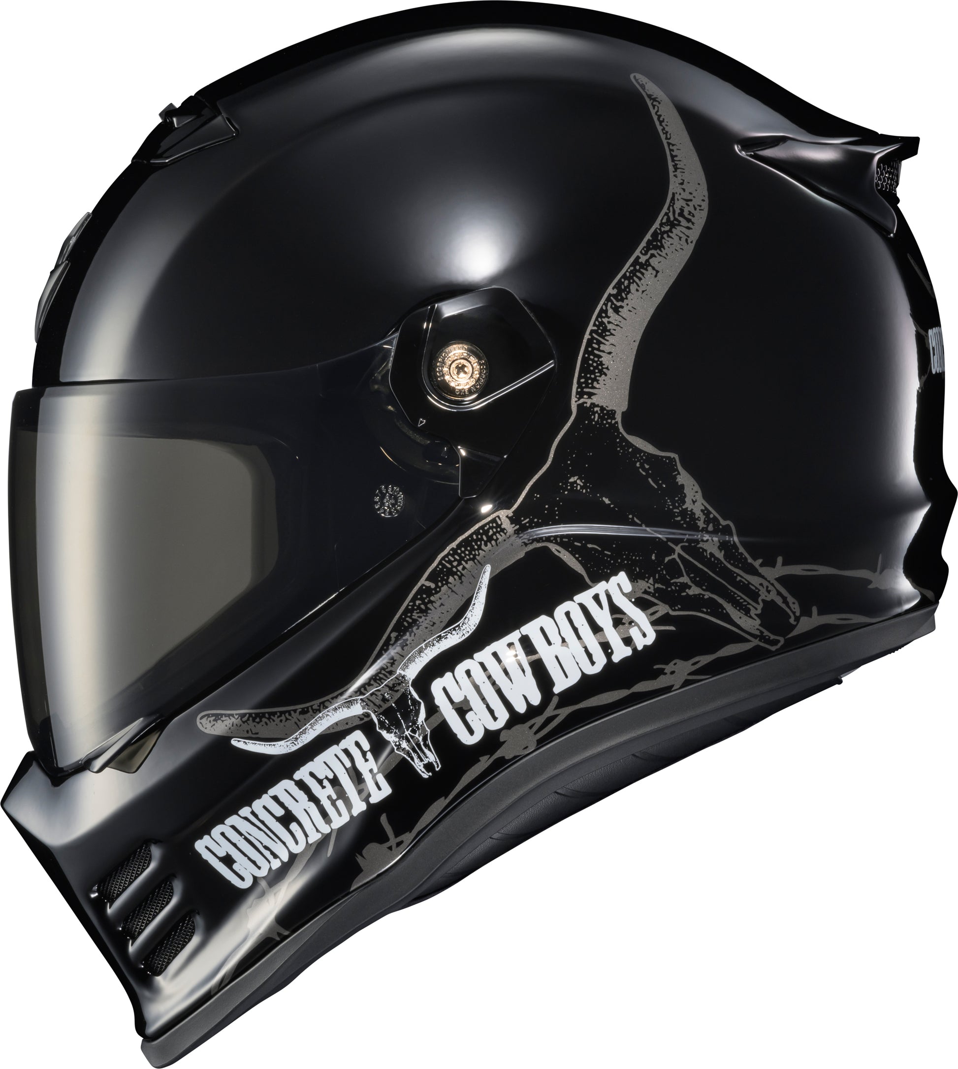 SCORPION EXO Covert FX Full Face Motorcycle Helmet Concrete Cowboys Gloss Black XL
