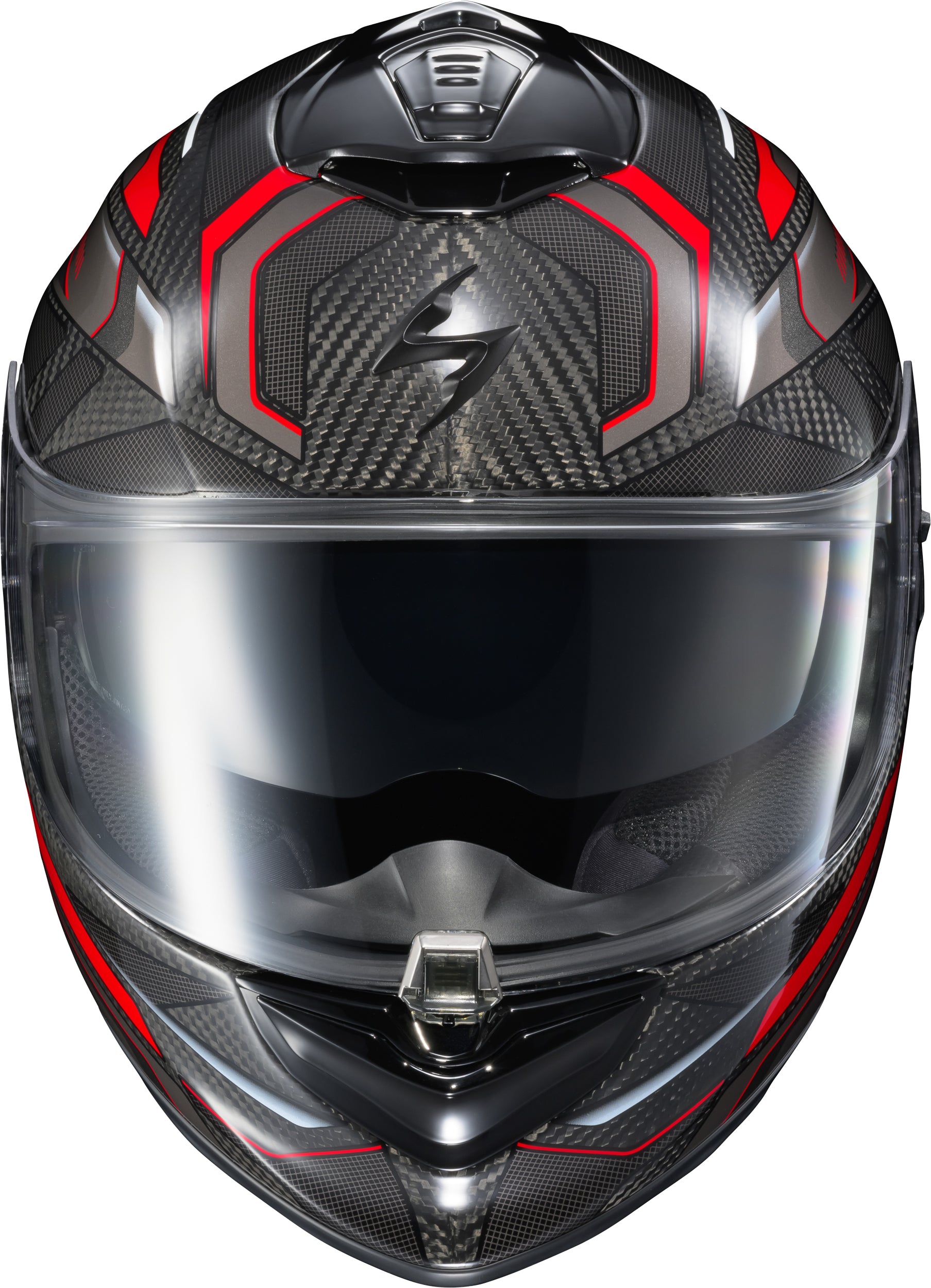 Scorpion EXO Exo St1400 EVO Carbon Helmet Hex Gloss Red - Lightweight, Advanced Motorcycle Helmet with No-Fog Visor and Premium Features