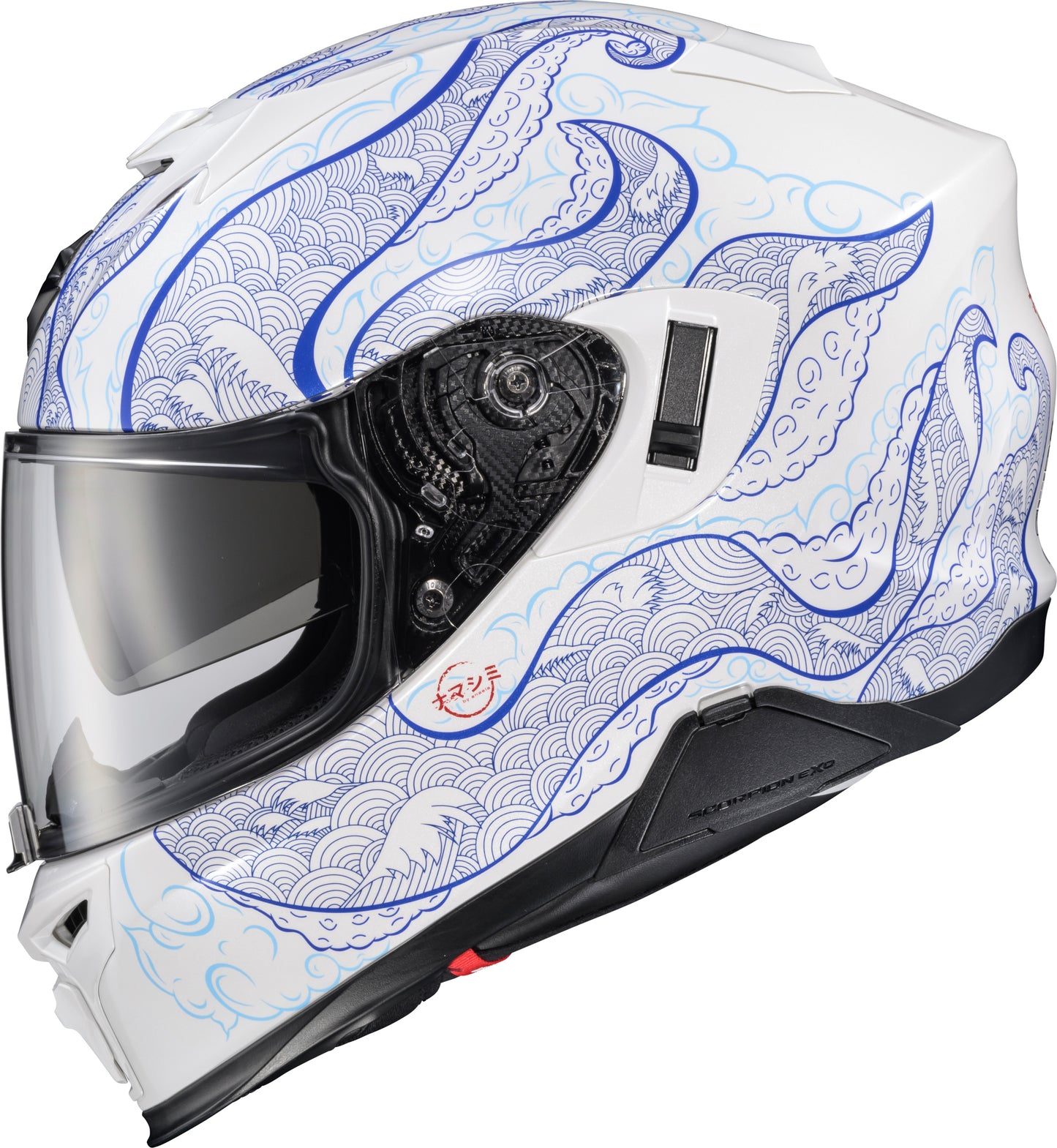Scorpion EXO T520 Helmet Nama Shimi White/Blue Large * DOT and ECE Certified Motorcycle Helmet with Advanced Safety Features