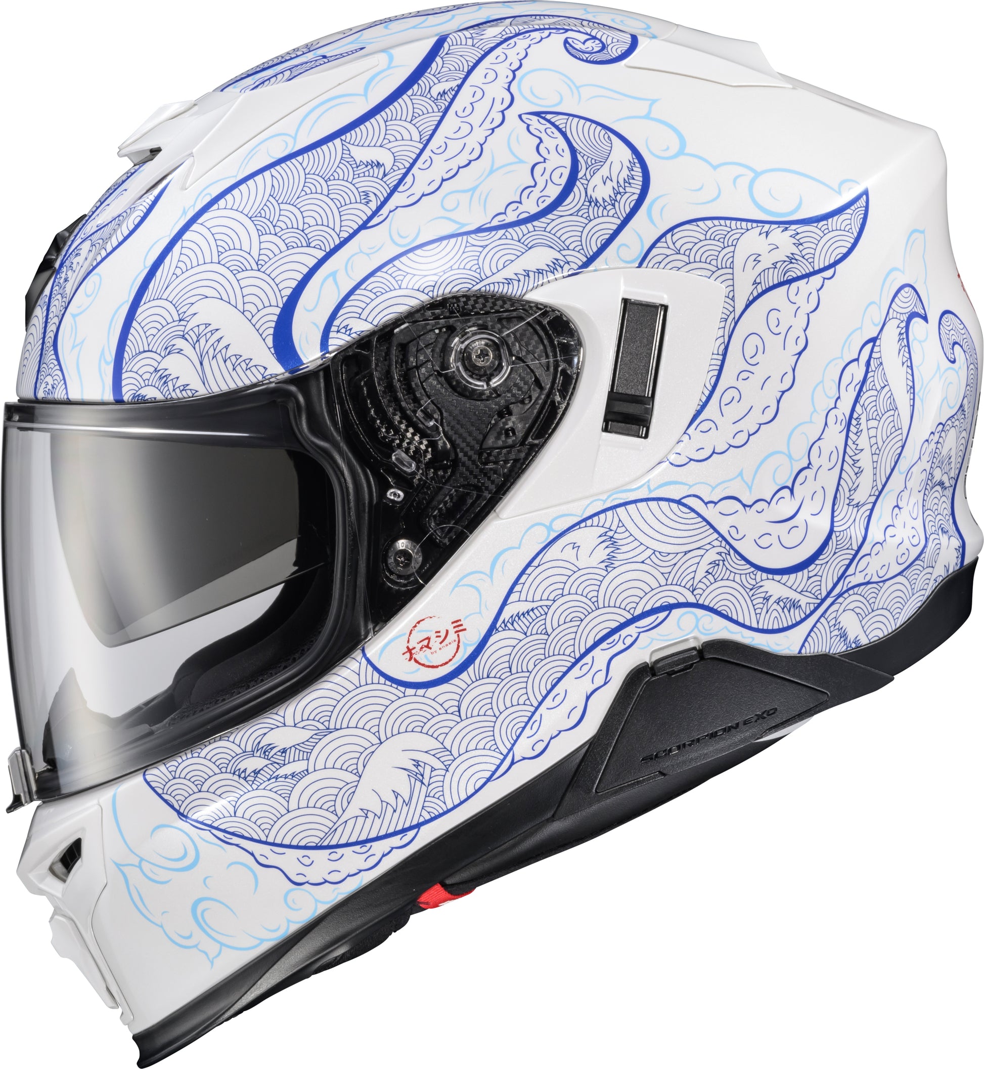 Scorpion EXO T520 Helmet Nama Shimi White/Blue XL * DOT and ECE Certified Motorcycle Helmet with Advanced Features