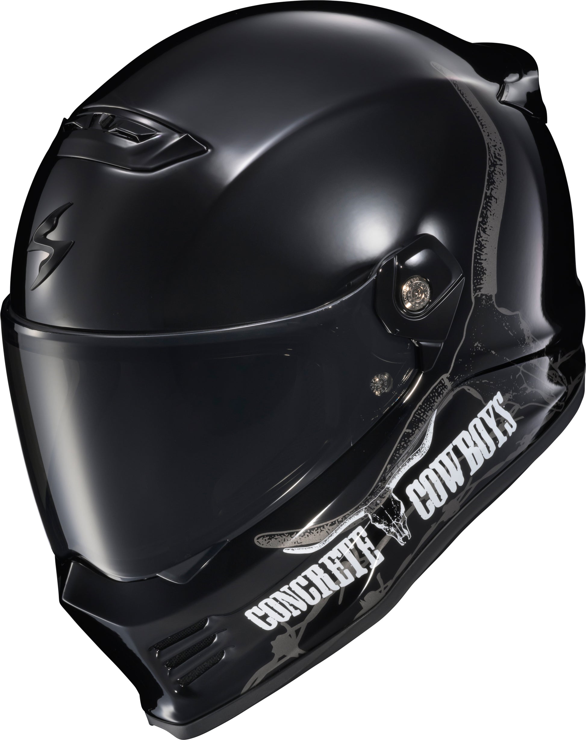SCORPION EXO Covert FX Full Face Motorcycle Helmet Concrete Cowboys Gloss Black XL