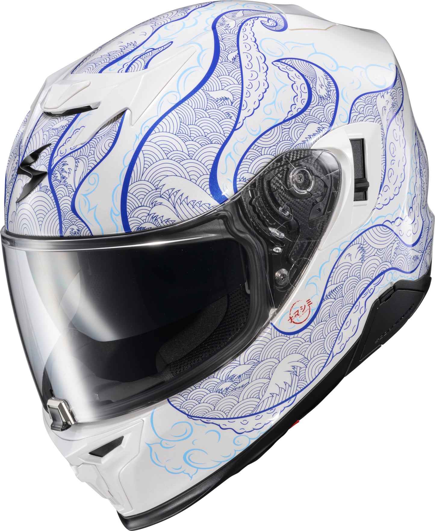 Scorpion EXO Exo T520 Helmet Nama Shimi White/Blue with Advanced Safety Features