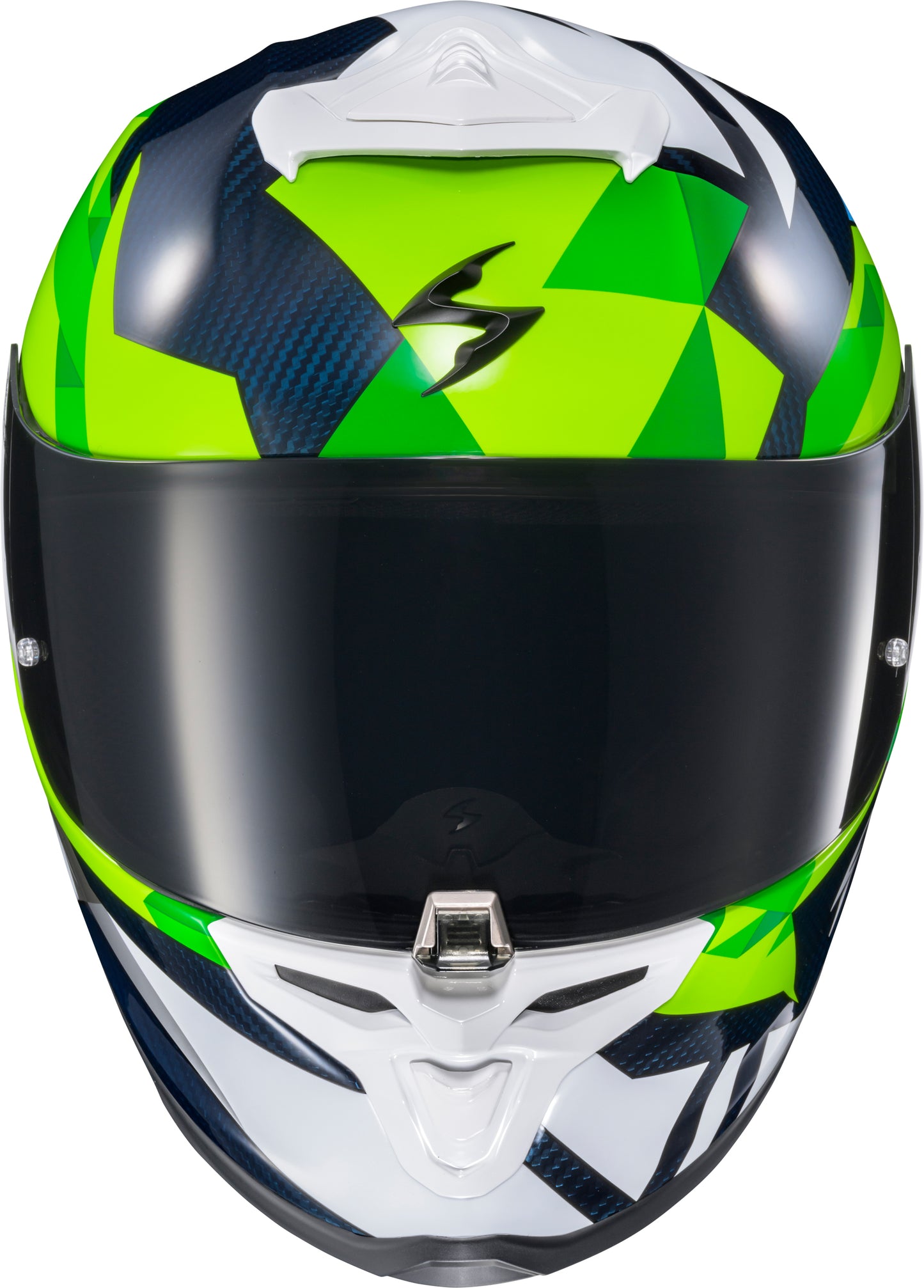 Scorpion EXO R1 Air Full Face Helmet Carbon Rastor White/Green/Blue Large